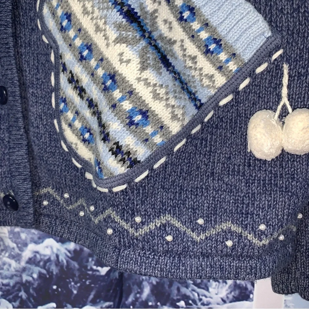 Vintage Ugly Christmas Sweater Mittens Cardigan - Picture 9 of 13